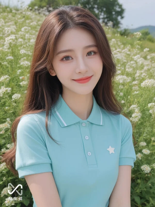 Nụ cười rạng rỡ giữa đồng hoa, váy trắng bồng bềnh mang vẻ đẹp ngọt ngào.