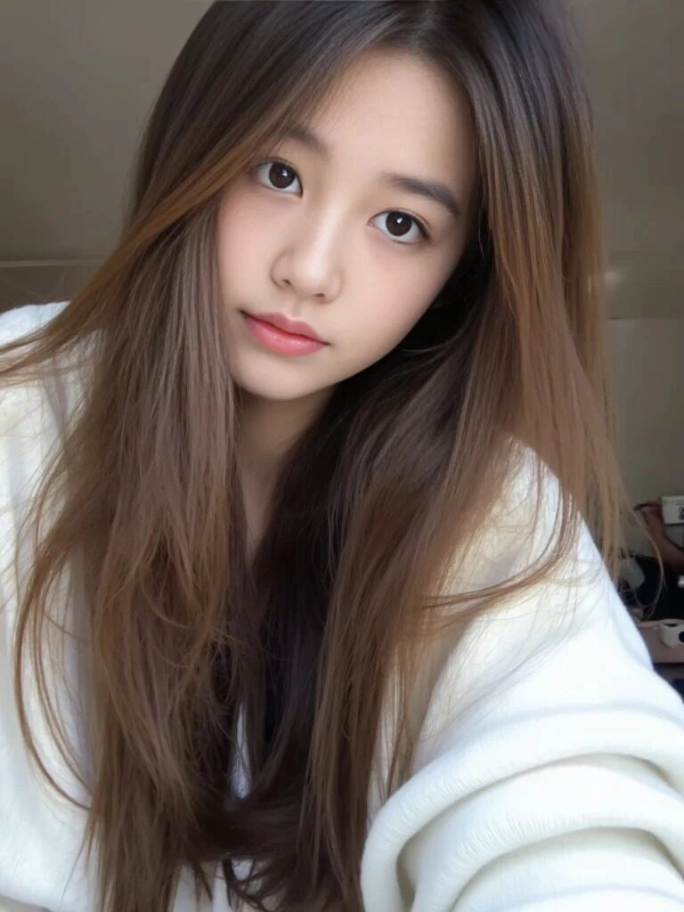Gương mặt xinh xắn, mái tóc dài mềm mại thu hút mọi ánh nhìn.