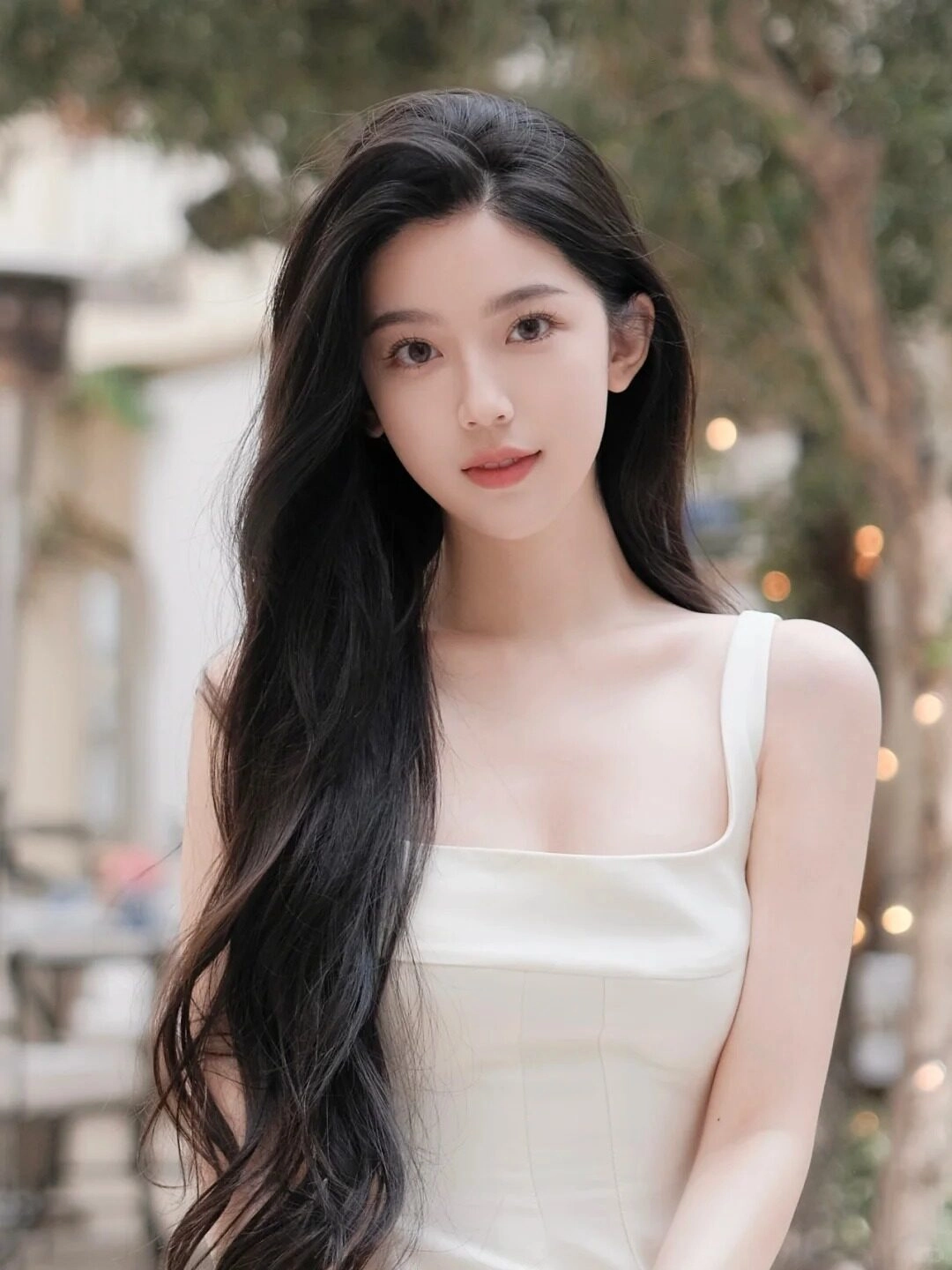 Người đẹp Váy trắng, tóc dài bóng ả, vẻ đẹp tinh khôi phục mê hoặc.