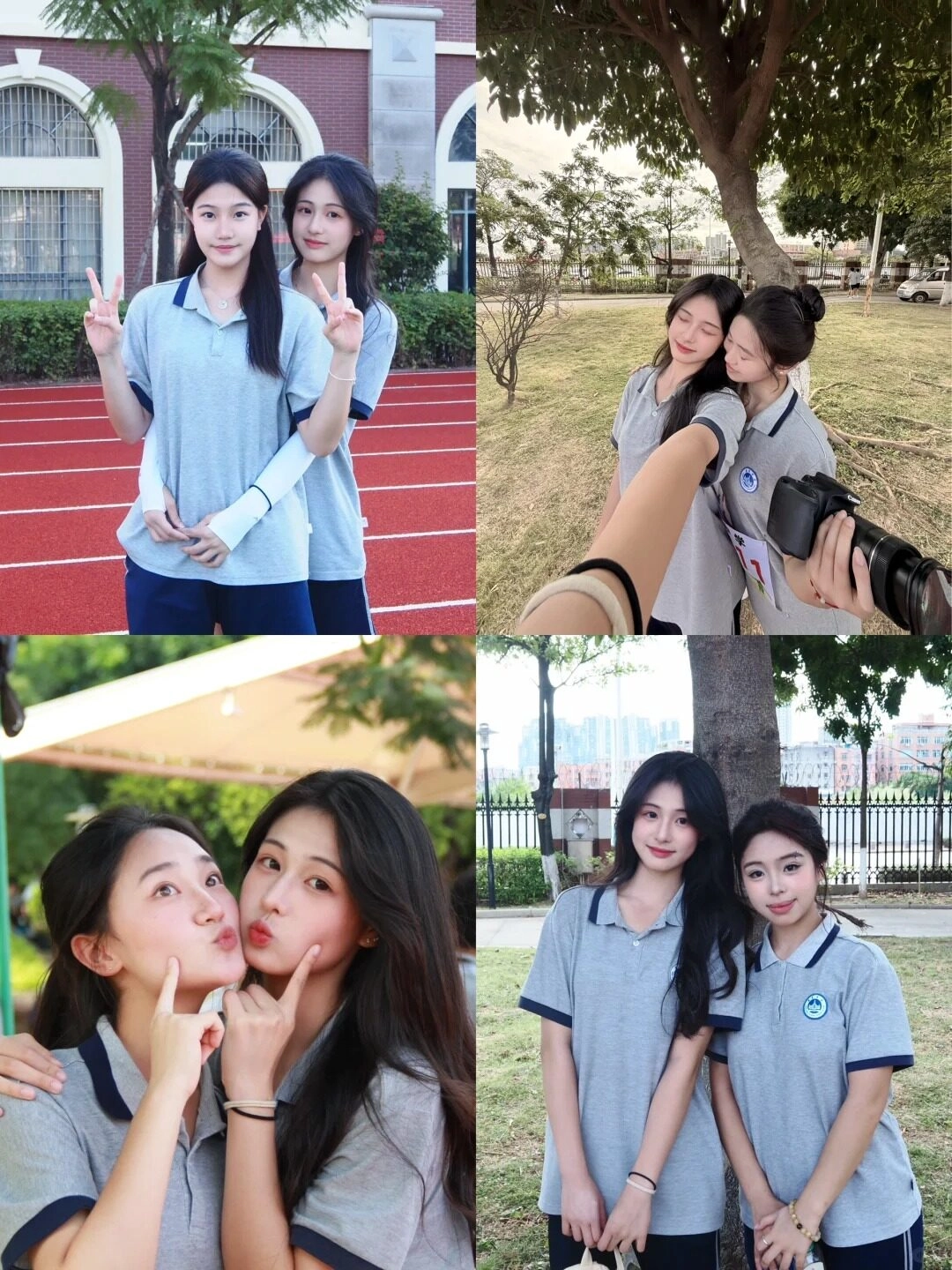 Đồng phục thể thao, thần thái tự tin, đôi bạn thân tạo phong cách cực dễ thương. 